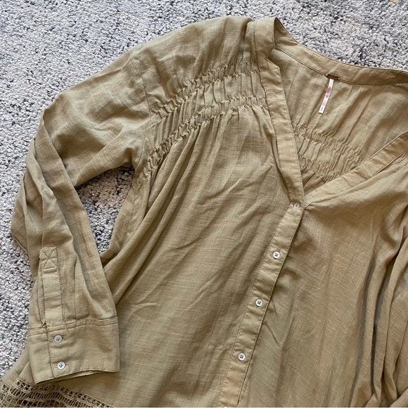 Free People Green Gardens Tunic Oversized Top Sz S - Picture 6 of 9